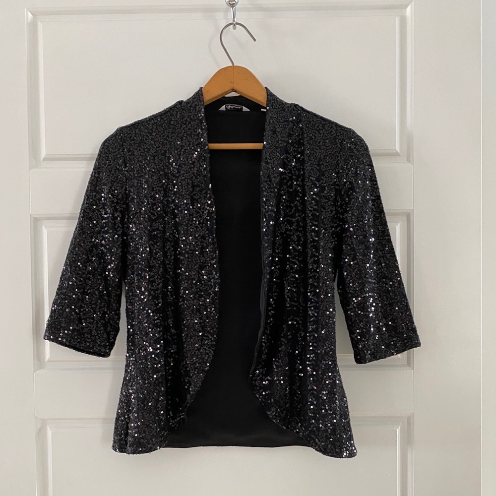 event-ready sequin blazer/cardigan